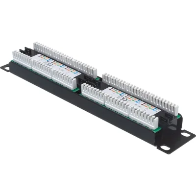 Патч-панель REXANT 10" 1U, CAT 5e, 12 портов RJ-45, неэкранированная, Dual IDC 04-0025