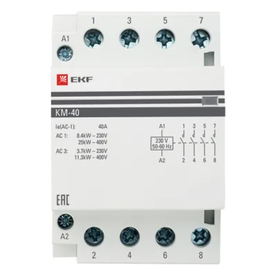 Контактор модульный EKF PROxima КМ 230-240 В 40 А тип AC 4НО (km-3-40-40)