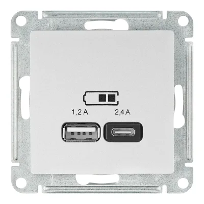 Розетка USB Systeme Electric AtlasDesign встраиваемая алюминий USB-A/ Type-C (ATN000339)