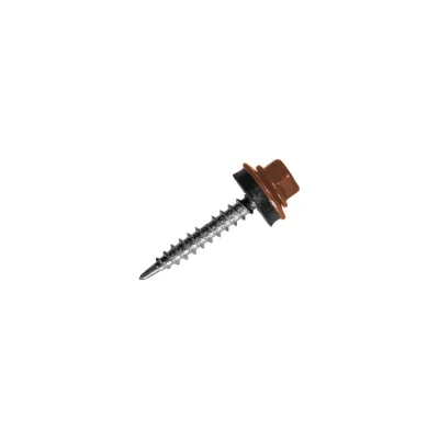 Кровельный саморез Rizzel 4,8x19 RAL 8004 сверло №2, 400 шт 00000351314