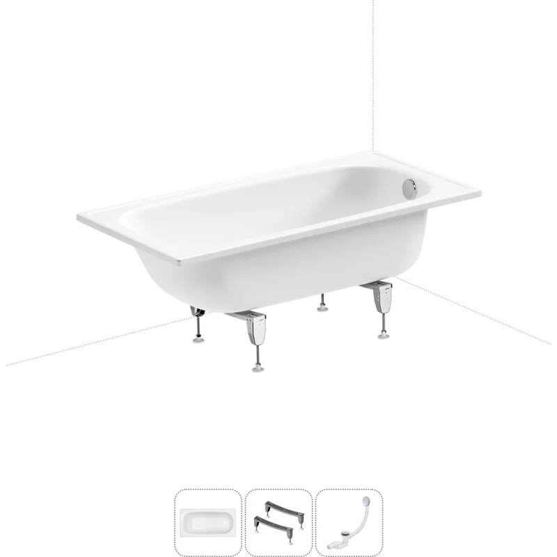 Комплект 3 в 1 Sanitana BLB Europa 2,2 стальная ванна 130x70 с ножками и сифоном 20220589R