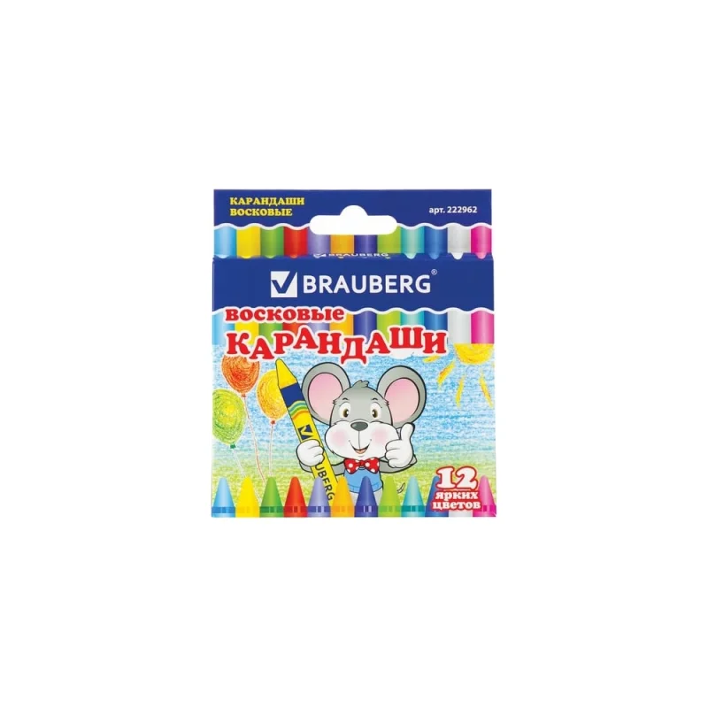 Восковые карандаши BRAUBERG ПИФАГОР 12 цветов 222962