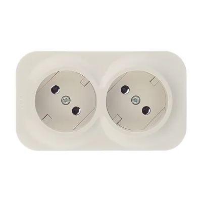 Розетка двойная Legrand Quteo накладная слоновая кость без заземления (782261)