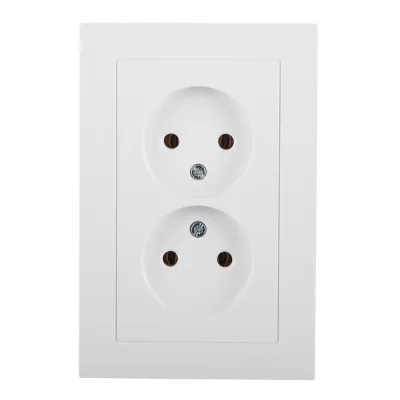 Розетка двойная Systeme Electric AtlasDesign встраиваемая белая без заземления (ATN000120)