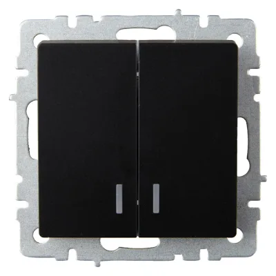 Выключатель IEK Brite двухклавишный встраиваемый черный (BR-V20-1-10-K02)