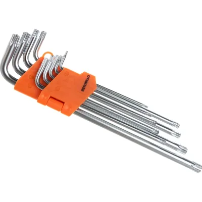 Набор Г-образных ключей TORX АвтоDело T10-T50 длинные с отверстием 9 предметов 39156 14641
