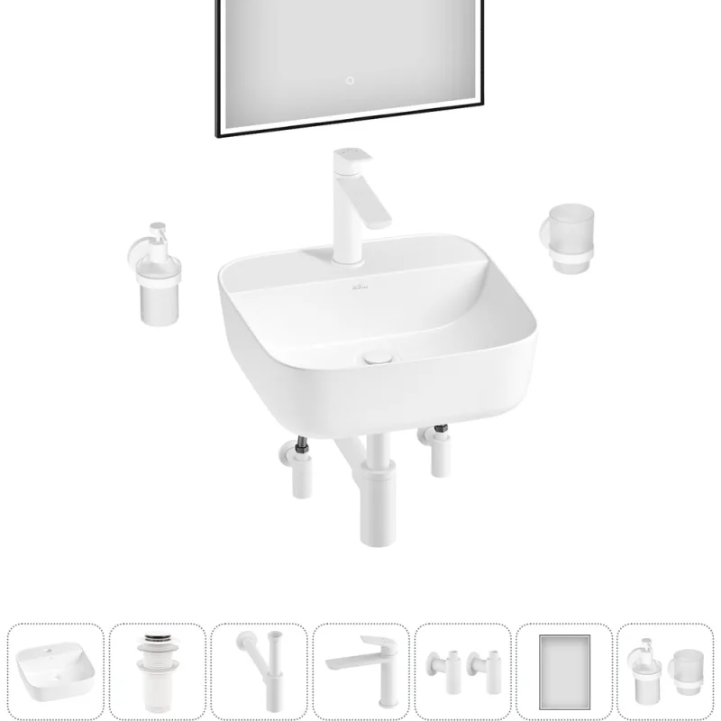 Набор Wellsee 7 в 1 Preen накладная раковина 40x40 см 20218326R