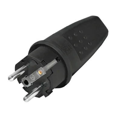 Вилка UNIVersal с заземлением 16 А 250 В IP44 черная (602227)