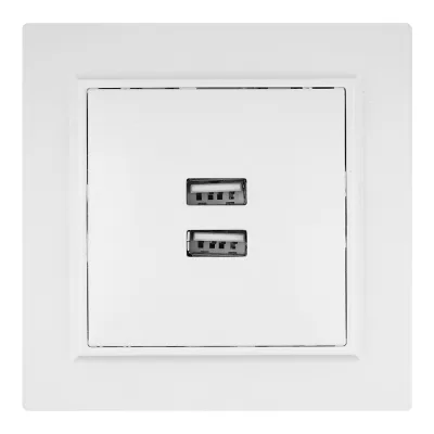 Розетка USB EKF Минск встраиваемая белая 2хUSB-А (ERR-2USB-100)