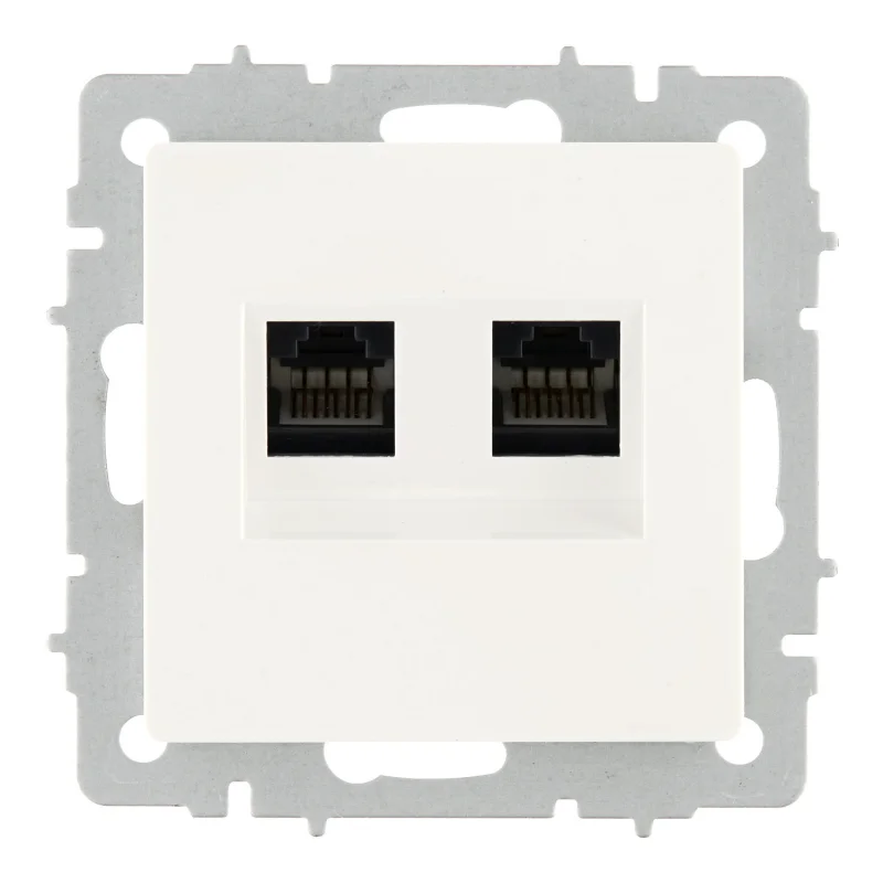 Розетка компьютерная IEK Brite встраиваемая белая 2хRJ45 (BR-K20-1-K01)