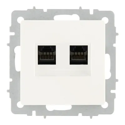 Розетка компьютерная IEK Brite встраиваемая белая 2хRJ45 (BR-K20-1-K01)