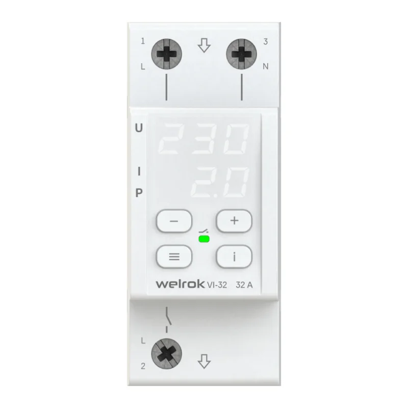 Реле напряжения и тока модульное Welrok VI-32 220 В 32 А тип AC цифровое