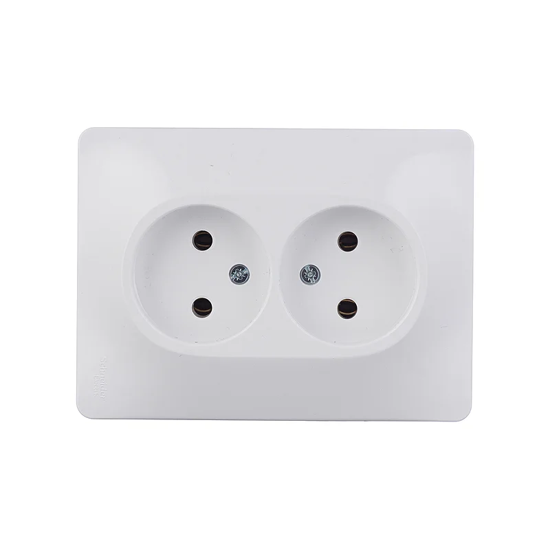 Розетка двойная Systeme Electric Glossa встраиваемая белая без заземления (GSL000120)