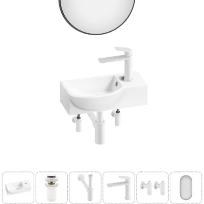 Комплект Wellsee 6 в 1 Lavinia Boho Bathroom Sink накладная/подвесная раковина 40x23 см 20219614R