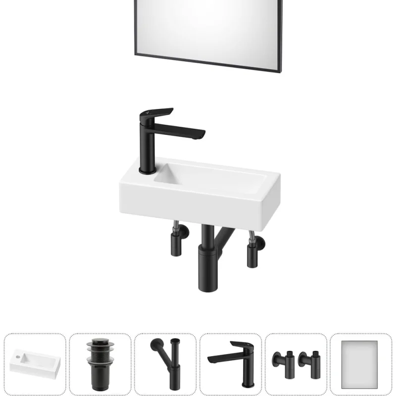 Комплект Wellsee 6 в 1 Lavinia Boho Bathroom Sink накладная/подвесная раковина 37x18 см 20219528R