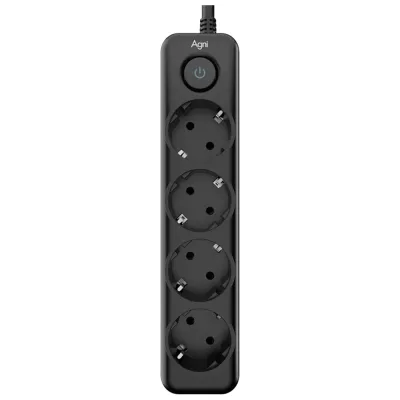 Сетевой фильтр AGNI плоский, 4 розетки, c кабелем 2м, черный TP-FD4E-2m-black