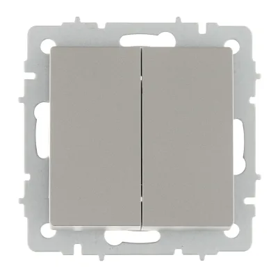 Переключатель IEK Brite двухклавишный встраиваемый сталь проходной (BR-V22-0-10-K46)