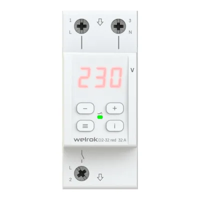 Реле напряжения модульное Welrok D2-32 red 220 В 32 А тип AC цифровое