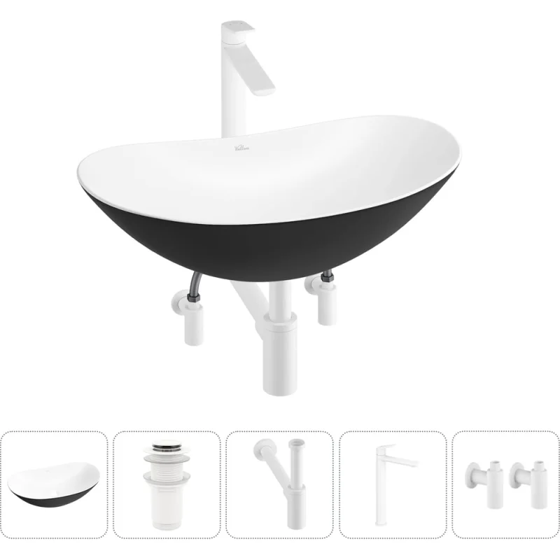 Акционный набор Wellsee 5 в Carefree Dove накладная раковина 43x28 см 20212308R