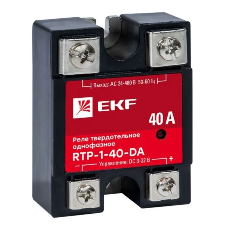 Реле твердотельное EKF PROxima RTP однофазное 480 В 40 А тип AC (rtp-1-40-da)