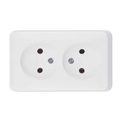 Розетка двойная Systeme Electric Этюд накладная белая без заземления (PA16-005B)
