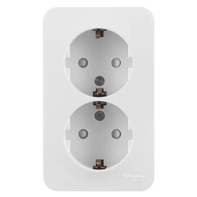 Розетка двойная Systeme Electric Blanca накладная белая с заземлением со шторками (BLNRA011211)