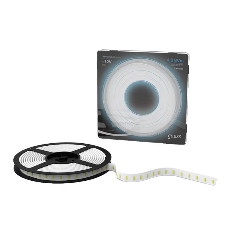 Лента светодиодная Gauss 6500К 4,8 Вт/м 12 В IP66 SMD 2835 5 м (311000305)