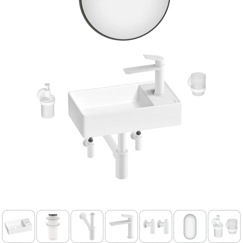 Мини-раковина для ванной комнаты или туалета Wellsee WC Area в наборе 7 в 1 20218102R