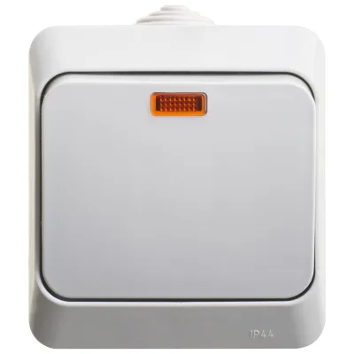 1-клавишный выключатель Systeme Electric Lexel Этюд Серый с подсветкой IP44, наружный BA10-045C