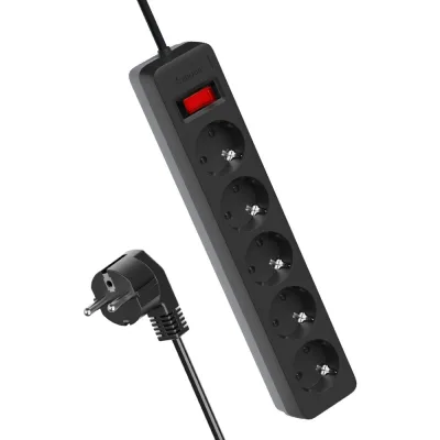 Сетевой фильтр КОСМОС 5м 5 гнезд, пвс 3х0,75мм2, черный FKsm5m-5g(B)