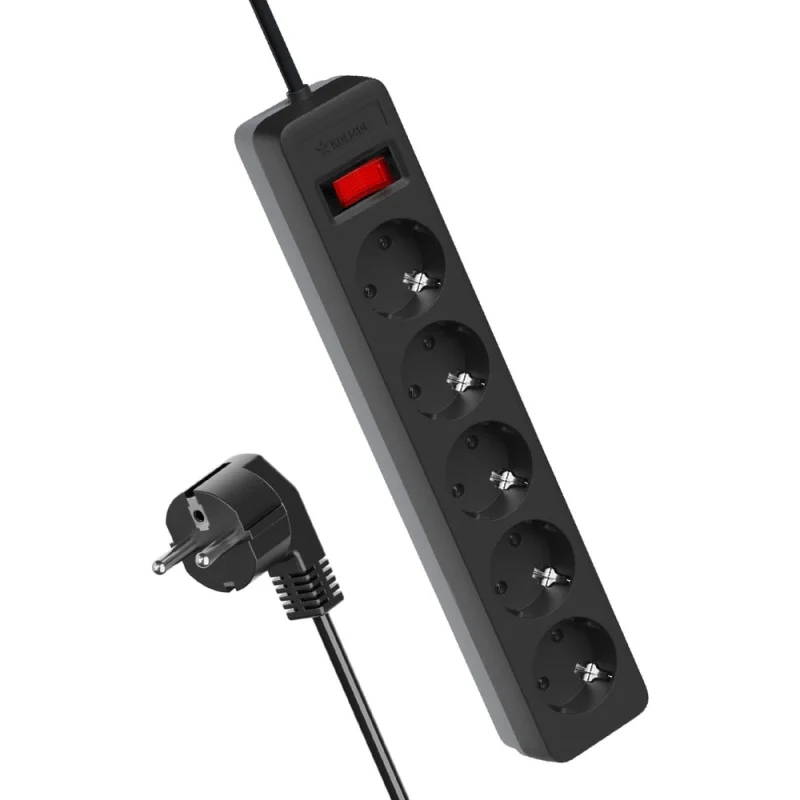 Сетевой фильтр КОСМОС 5м 5 гнезд, пвс 3х0,75мм2, черный FKsm5m-5g(B)