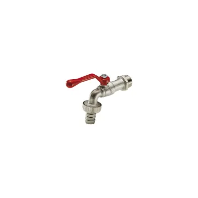 Сливной шаровой кран Tiemme Eolo со штуцером, В, 1/2", красный рычаг 2500001