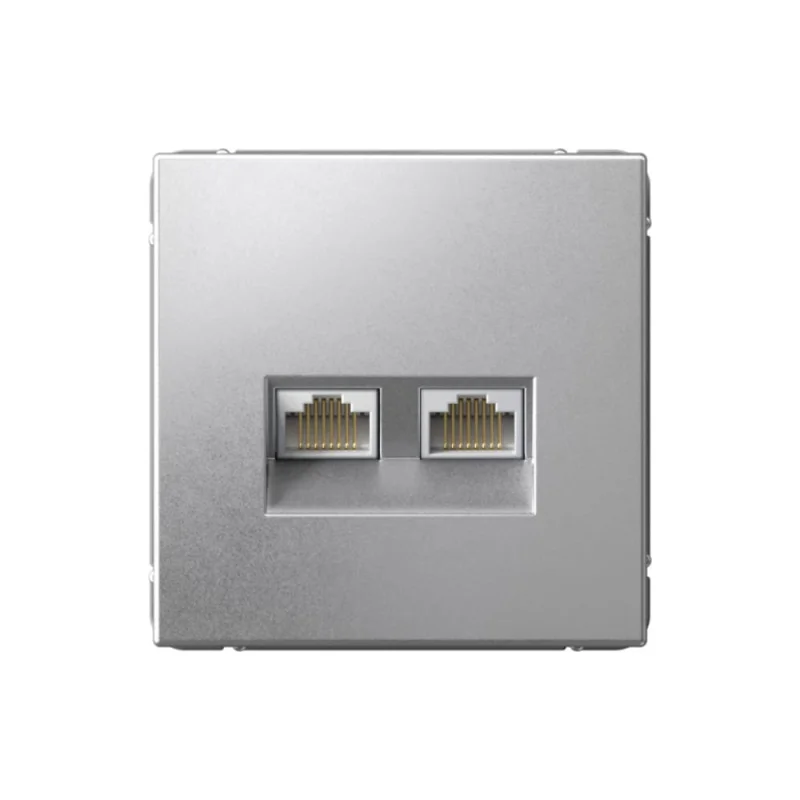 Розетка компьютерная двойная Systeme Electric ArtGallery, RJ45+RJ45, кат.6А, механизм, Алюминий GAL000388