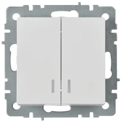 Выключатель IEK Brite двухклавишный встраиваемый белый с подсветкой (BR-V20-1-10-K01)