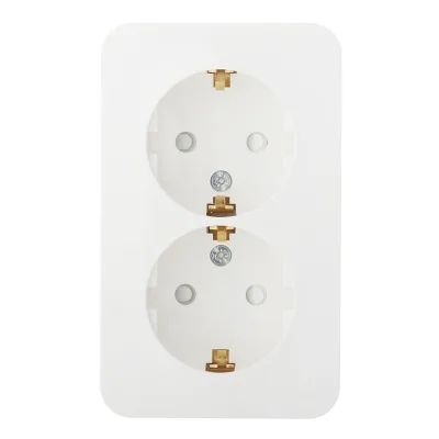 Розетка двойная Systeme Electric Blanca накладная молочная с заземлением со шторками (BLNRA011212)