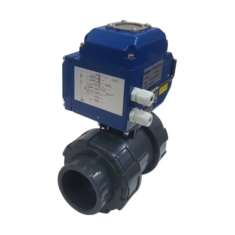 Двухходовой ПВХ шаровый кран TECHNO 2040PVC-NP30DF230V DN40, с электроприводом 30Нм, 230В, управление открыто/закрыто 672401