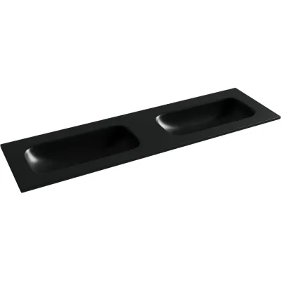 Раковина накладная мебельная Ceramicanova Grace прямоугольная 1610x457x137 с двумя чашами без отверстий под смеситель цвет черный матовый CN7023MBwx
