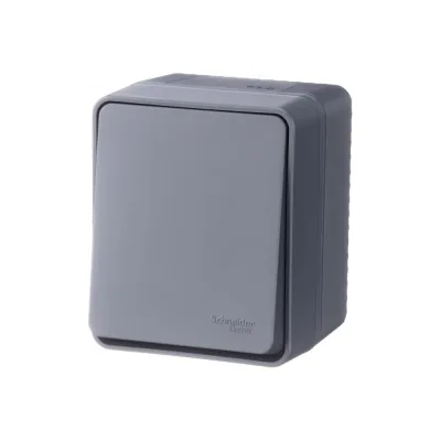 Выключатель 1-клавишный AtlasDesign Profi IP54, 10 АХ, открытой установки, Антрацит Systeme Electric ATN544011