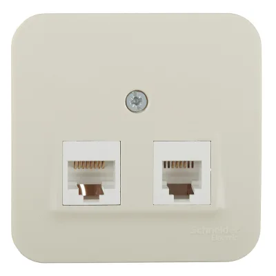 Розетка компьютерная/ телефонная Systeme Electric Blanca накладная бежевая RJ11/ RJ45 (BLNIA045117)
