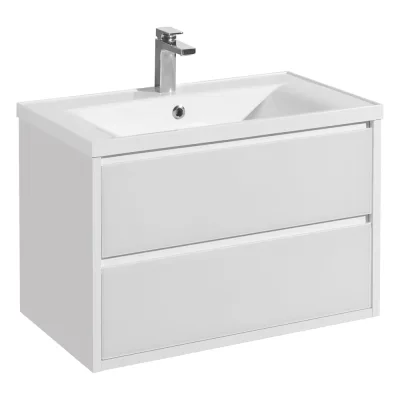 Тумба AQUATON Римини 80 с раковиной Айрис 80, цвет белый глянец 1A2267V1RN010
