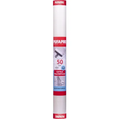 Малярная стеклотканевая сетка PUFAPRO 2х2 мм, 50 г/кв.м, 1 м х 50 м 71711000