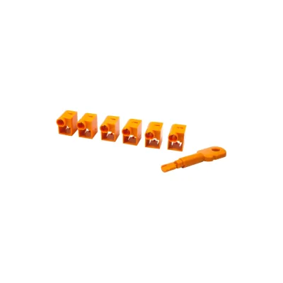 Комплект блокираторов коннектора LANMASTER RJ-45, 6 шт и ключ, оранжевый LAN-SEC45-CL-SET-OR