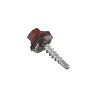 Кровельный саморез Rizzel 4,8x19 RAL 3009 сверло №2, 400 шт 00000351348