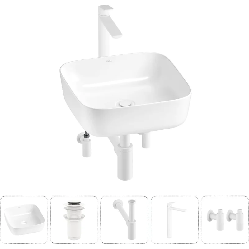 Набор Wellsee 5 в 1 Preen накладная раковина 39x39 см 20214190R