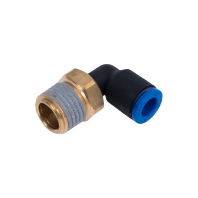 Фитинг цанговый угловой 6 мм с наружной металлической резьбой CDC Pneumatics PL 0602