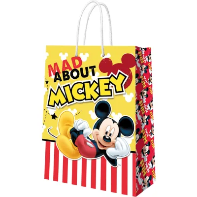 Пакет подарочный большой ND Play Mickey Mouse, желтый с паттерном, 330x455x100 мм 298528