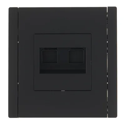 Розетка компьютерная IEK Forte&Piano FP133 встраиваемая черная 2хRJ45 (FP-K20-1-K02)