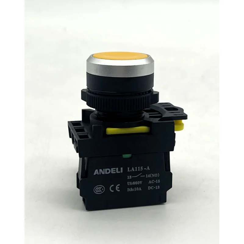 Кнопка ANDELI LA115-A5-10BN/5 желтый 1НО IP65 ADL10-309