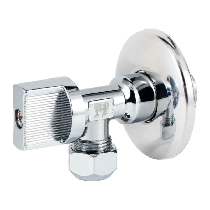 Угловой шаровой кран для бытовой техники PROFACTOR PF CHROME н/цанга 1/2 дюйма х 10 мм PF BAV 357C