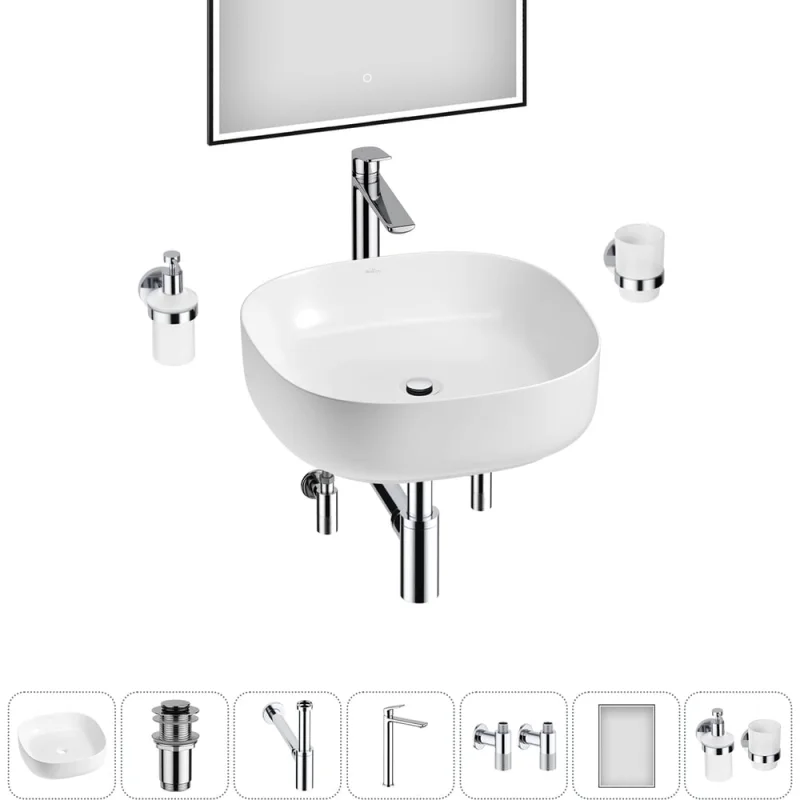 Набор Wellsee 7 в 1 Belle Spa 3.0 накладная раковина 45x45 см 20218507R